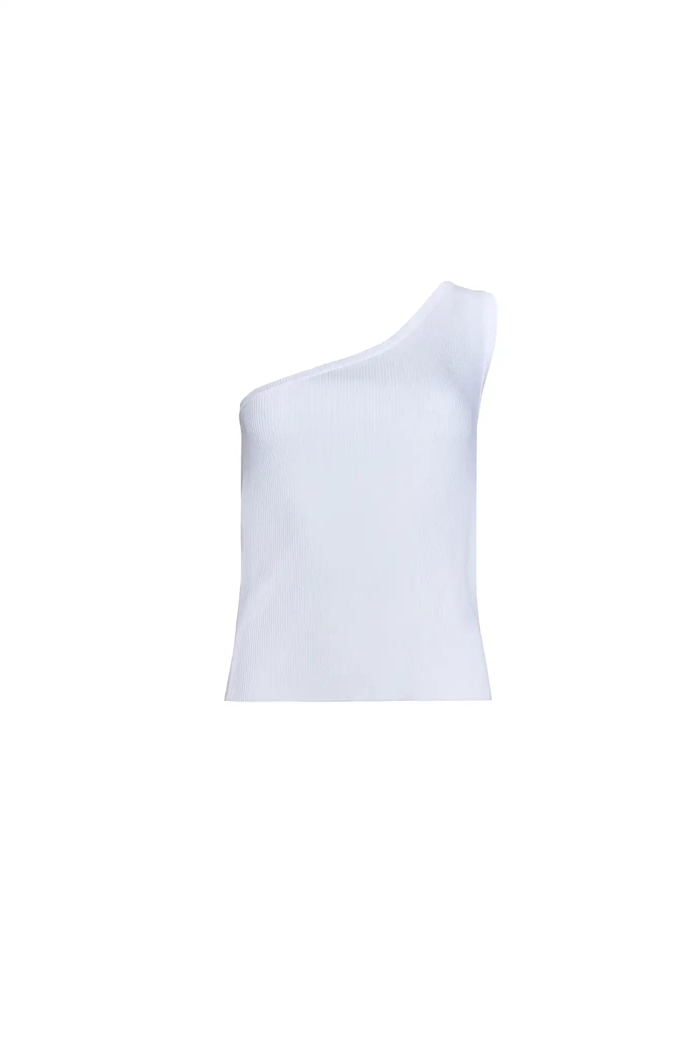 Rhode Tank, one shoulder knit tank, in white.